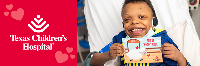 Valentine's 2022, Texas Children's Hospital, smiling patient