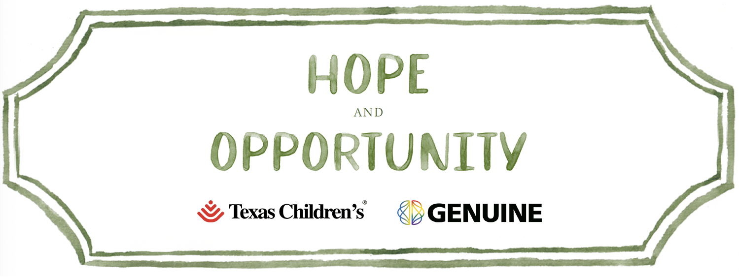 Genuine Cup Hope and Opportunity Dinner logo, with the event name in green font stylized like it has been painted in watercolors.